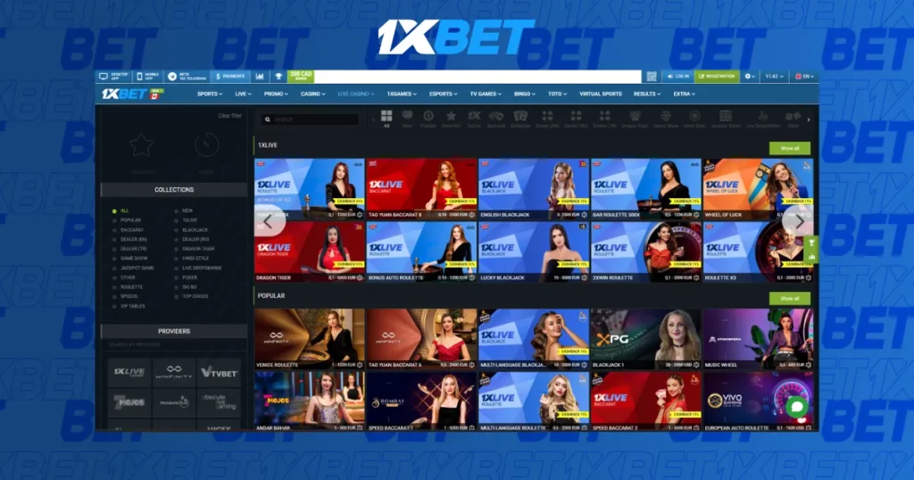 在 1xBet Malaysia 与真人荷官进行游戏